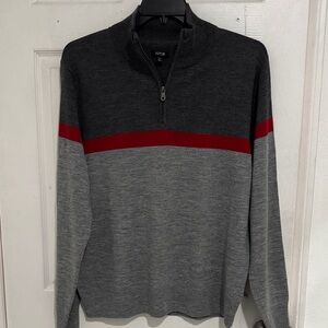 Apt. 9 Men's Charcoal and Crimson Zip-Up Light Sweater For Men XL